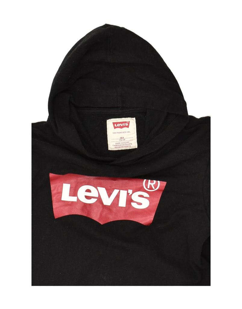 LEVI'S Boys Graphic Hoodie Jumper 15-16 Years Black Cotton | Vintage Levi's | Thrift | Second-Hand Levi's | Used Clothing | Messina Hembry 