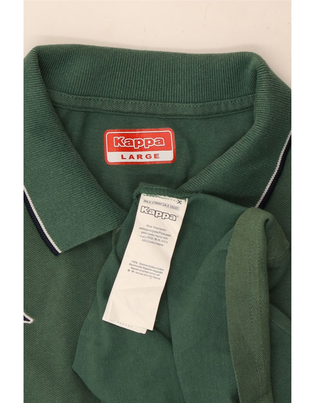 Kappa Mens Polo Shirt Large Green Cotton