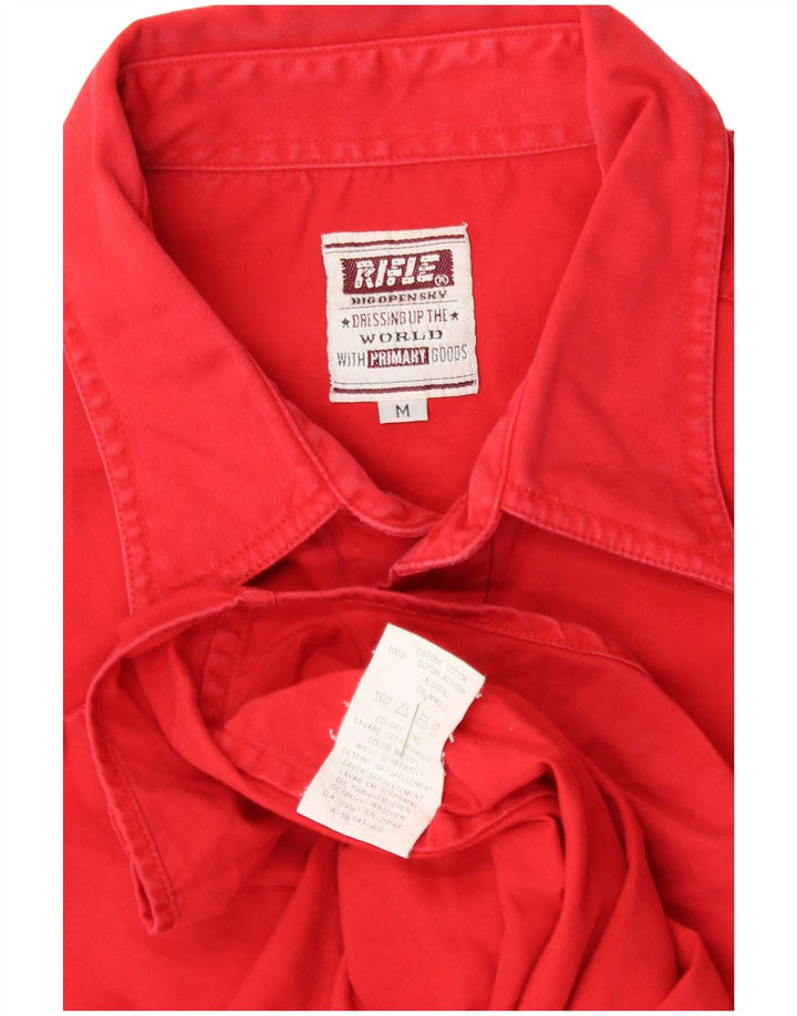 RIFLE Mens Denim Shirt Medium Red Cotton