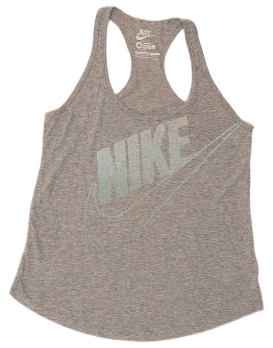 Nike Womens Loose Fit Graphic Vest Top UK 12 Medium Grey Polyester