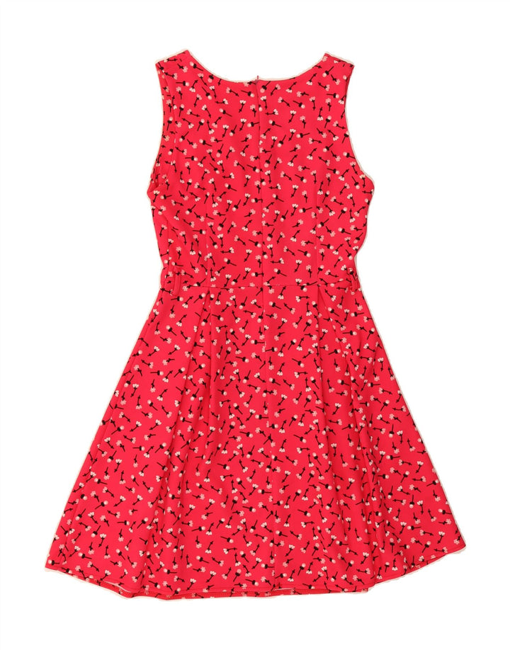 VINTAGE Womens Sleeveless A-Line Dress US 6 Medium Pink Floral Polyester Vintage Vintage and Second-Hand Vintage from Messina Hembry 