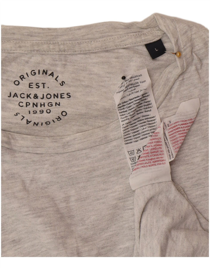 Jack & Jones Mens T-Shirt Top Large Grey Flecked Cotton