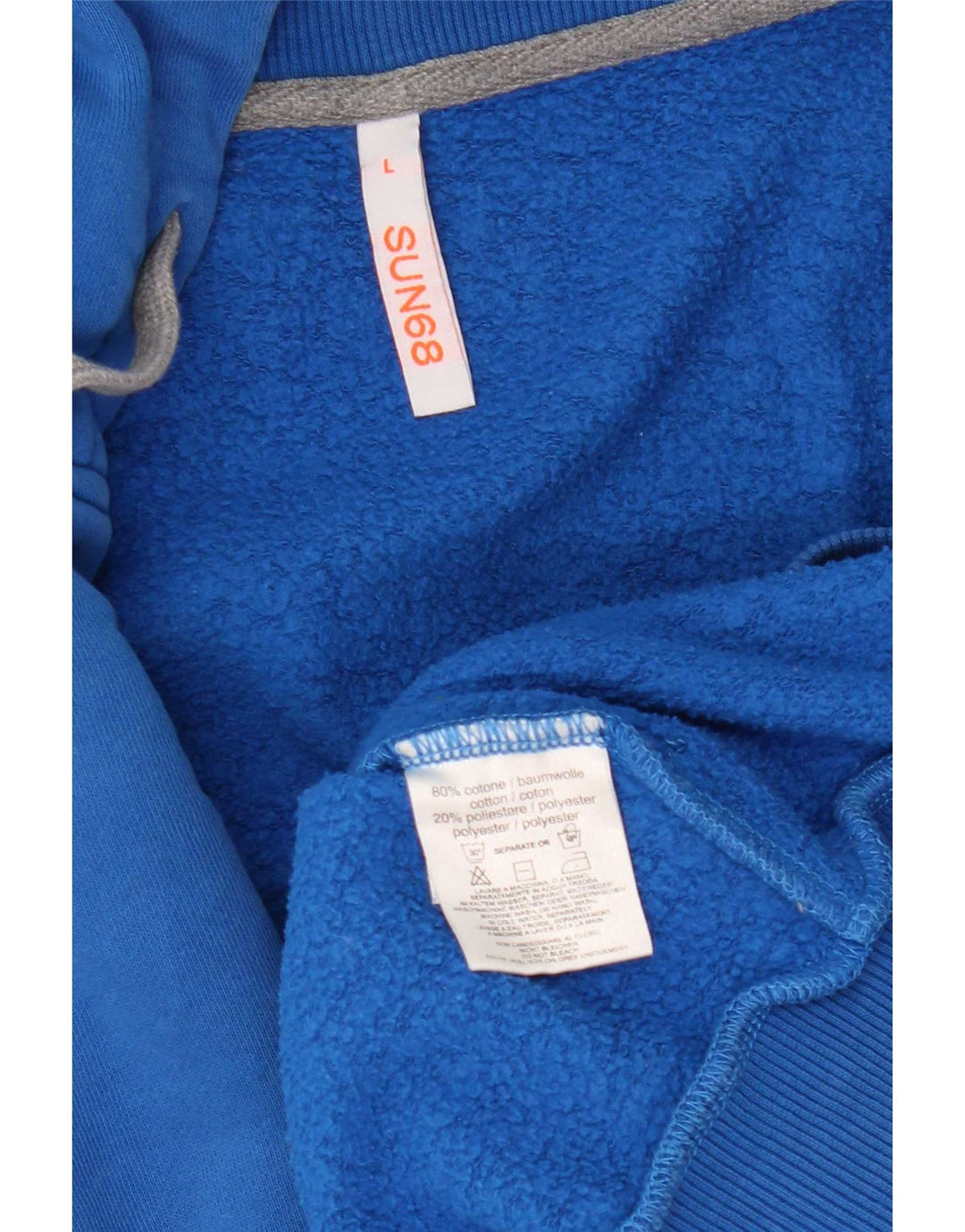 Sun68 Mens Zip Hoodie Sweater Large Blue Cotton