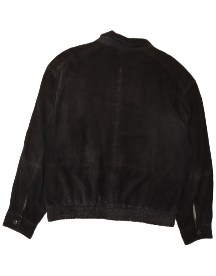 Asgard Mens Suede Jacket IT 54 2XL Navy Blue Leather