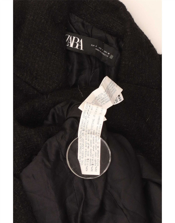 Zara Womens Double Breasted Blazer Jacket UK 10 Small Black Acrylic