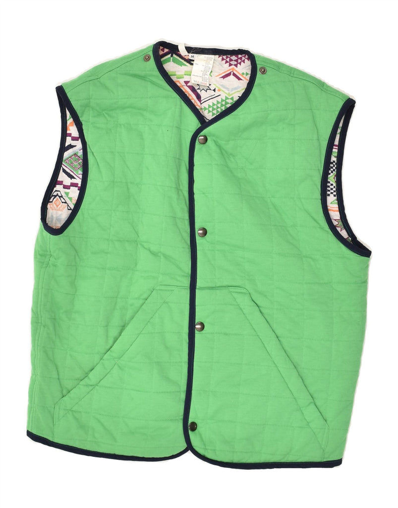 VINTAGE Mens Quilted Gilet UK 38 Medium Green Polyester | Vintage Vintage | Thrift | Second-Hand Vintage | Used Clothing | Messina Hembry 