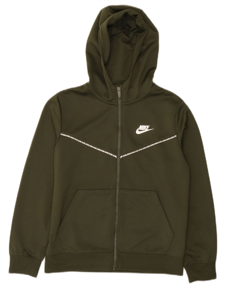 Nike Boys Zip Hoodie Sweater 10-11 Years Medium  Khaki Polyester