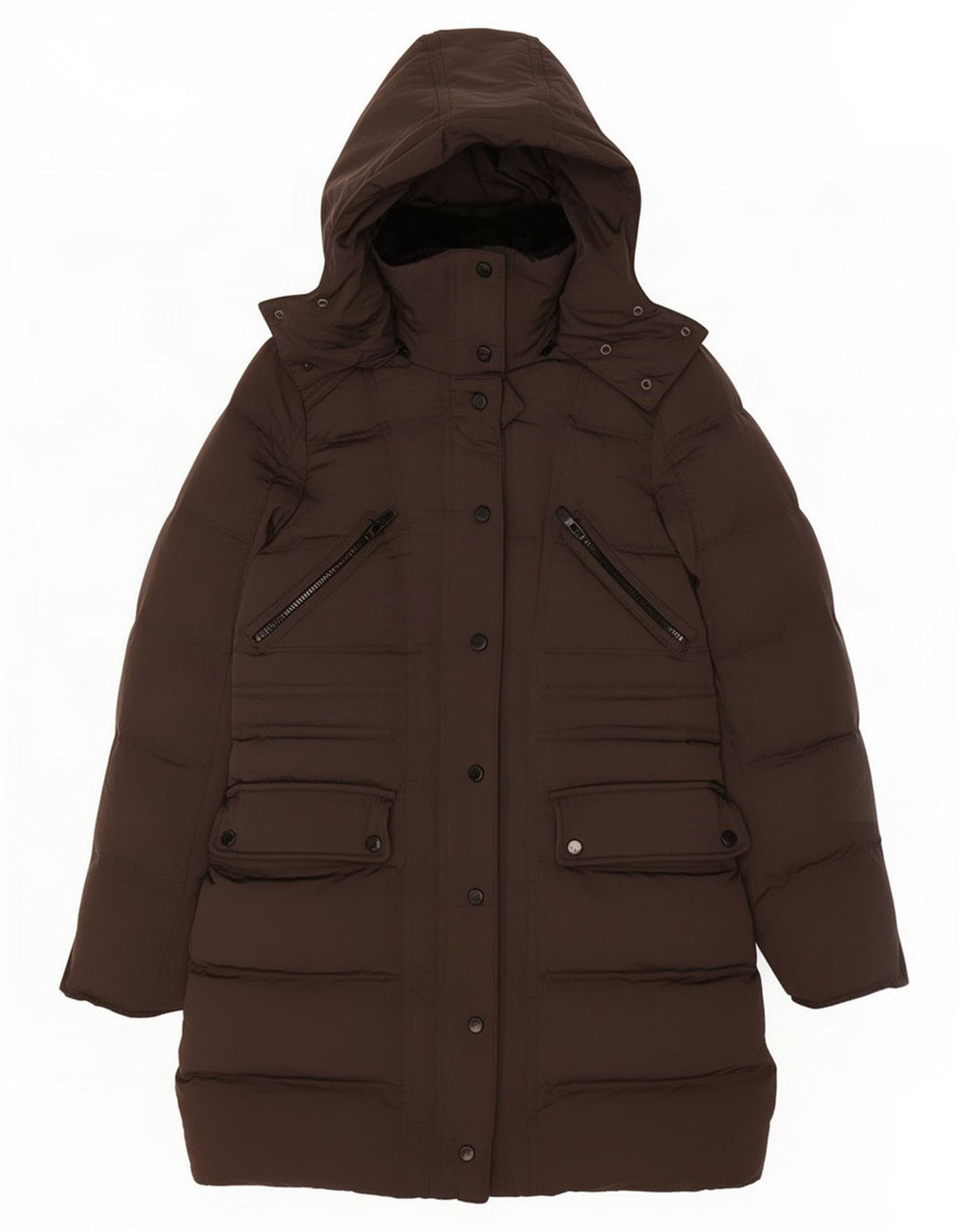 Zara Womens Hooded Padded Coat UK 10 Small Grey Polyester