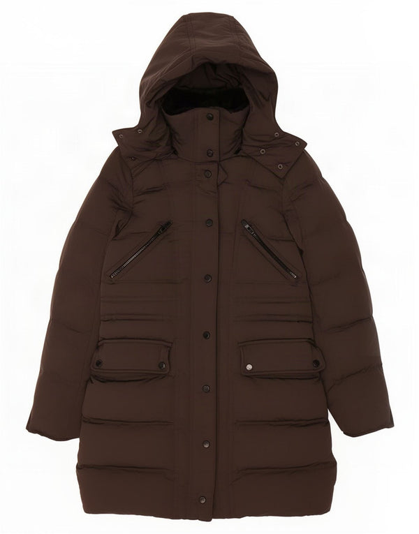 Zara Womens Hooded Padded Coat UK 10 Small Grey Polyester