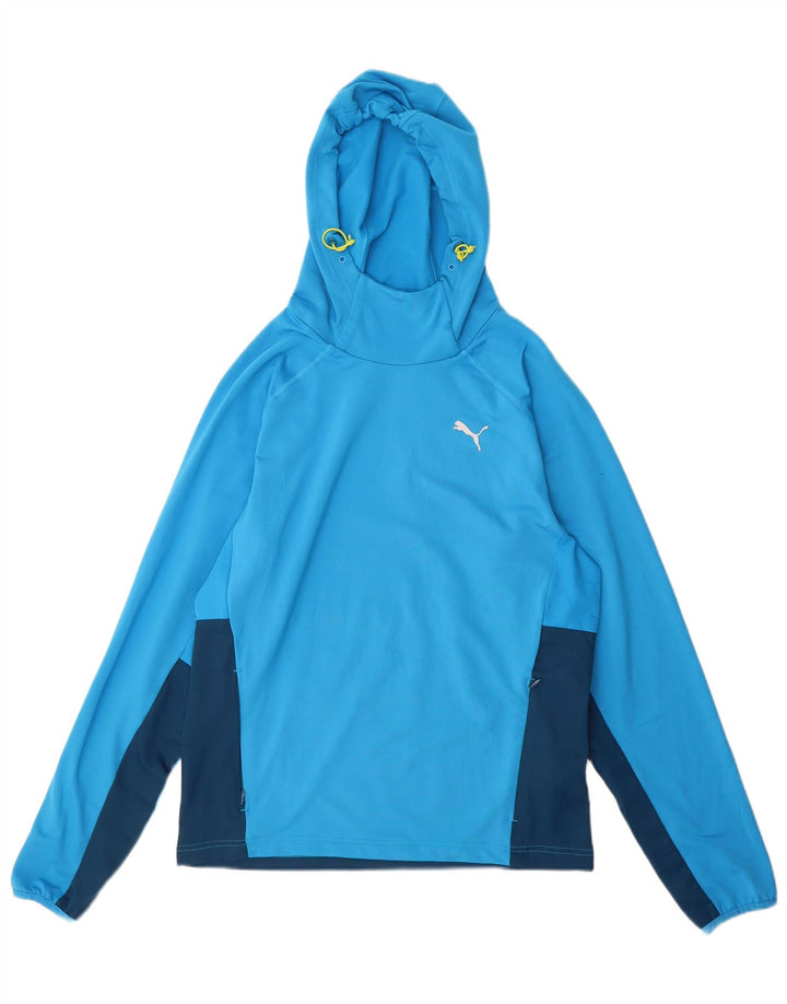 Puma Mens Hoodie Jumper Small Blue Colourblock Polyester
