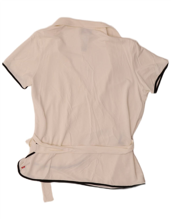 MARINA RINALDI Womens Wrap Short Sleeve Shirt Blouse UK 14 Medium White