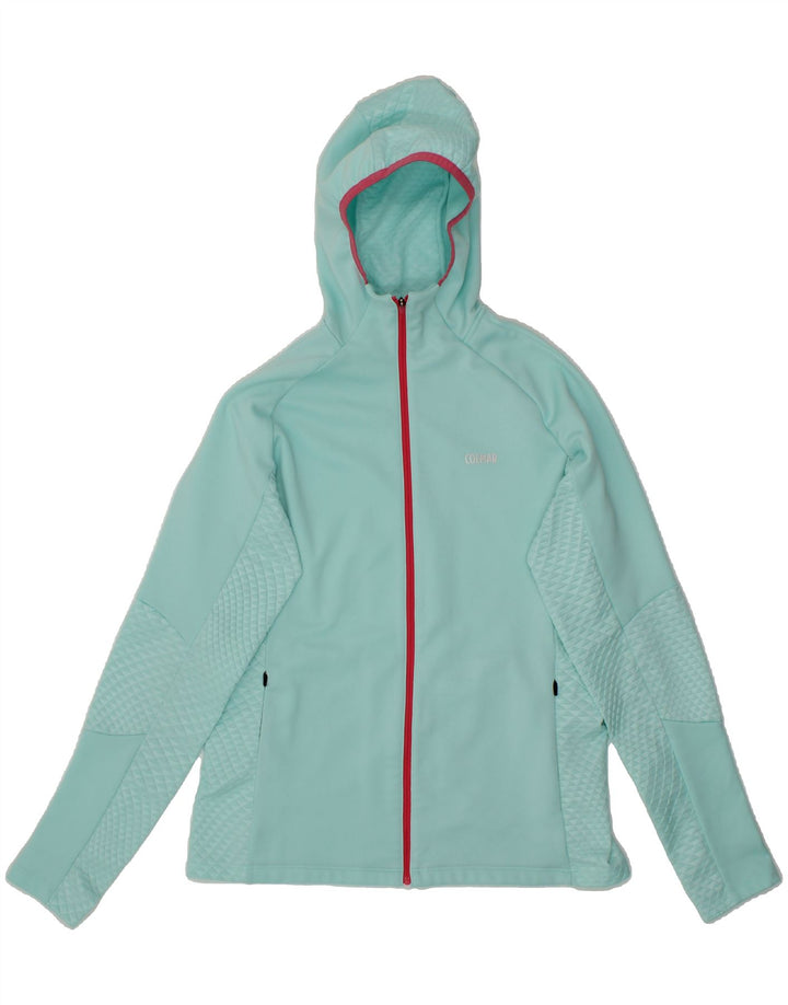 COLMAR Womens Hooded Tracksuit Top Jacket UK 14 Medium Turquoise Polyester Vintage Colmar and Second-Hand Colmar from Messina Hembry 