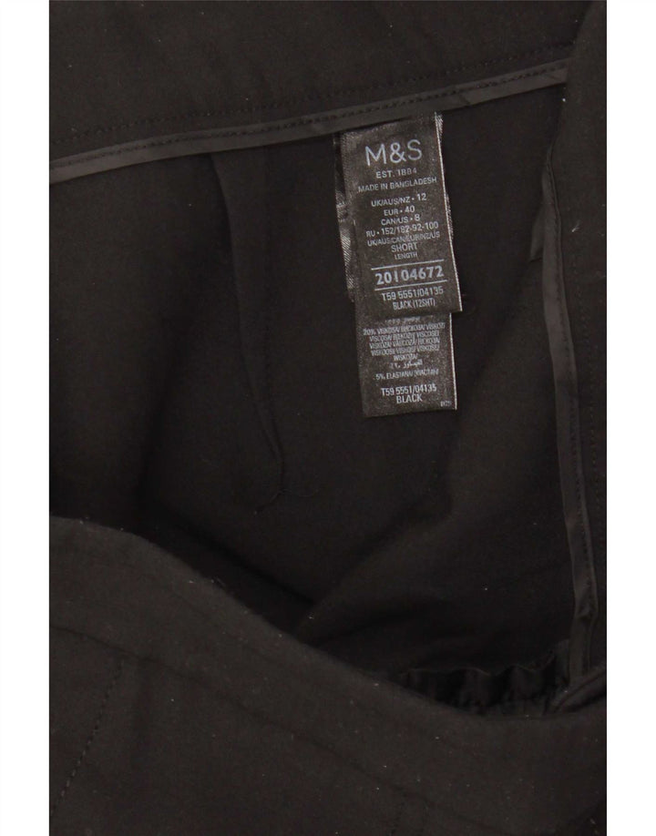 Marks & Spencer Womens Straight Cropped Trousers UK 12 Medium W31 L23 Black