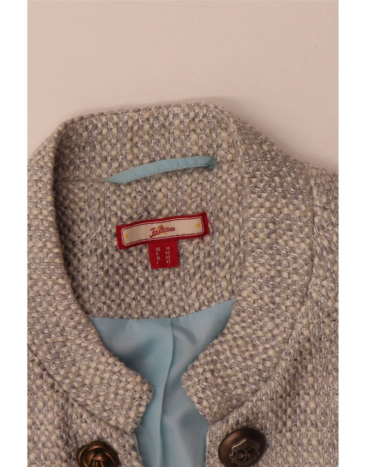 Joe Browns Womens 3 Button Blazer Jacket UK 14 Medium Grey Acrylic