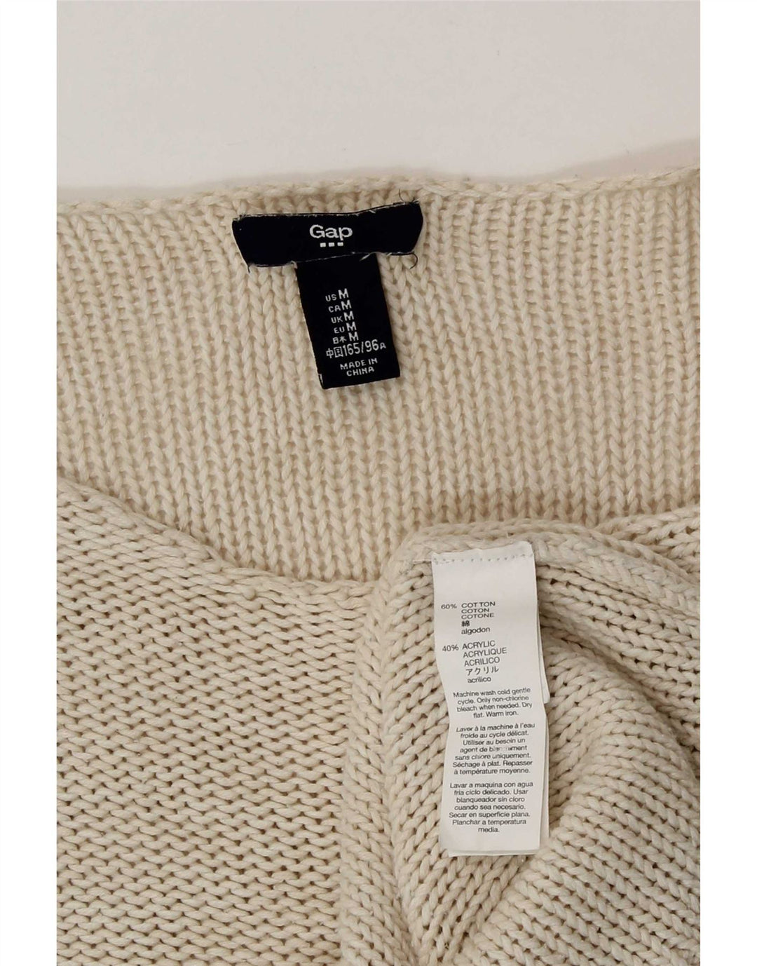 Gap Womens Boat Neck Jumper Sweater UK 12 Medium Beige Cotton