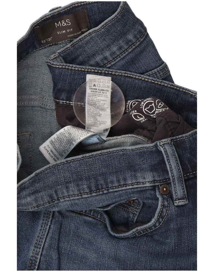 Marks & Spencer Mens Slim Jeans W32 L31 Blue Cotton