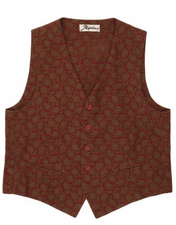Vintage Mens Waistcoat Large Khaki Paisley