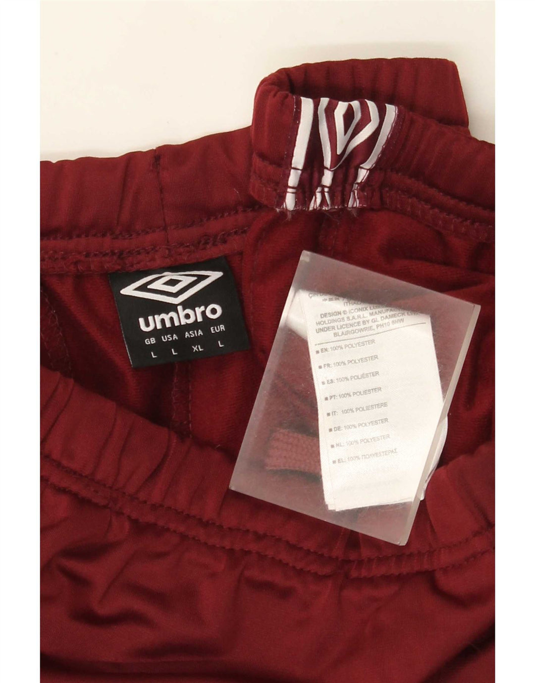Umbro Mens Graphic Sport Shorts Large Burgundy Polyester