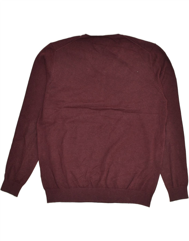 JACK & JONES Mens V-Neck Jumper Sweater Medium Burgundy Acrylic | Vintage Jack & Jones | Thrift | Second-Hand Jack & Jones | Used Clothing | Messina Hembry 