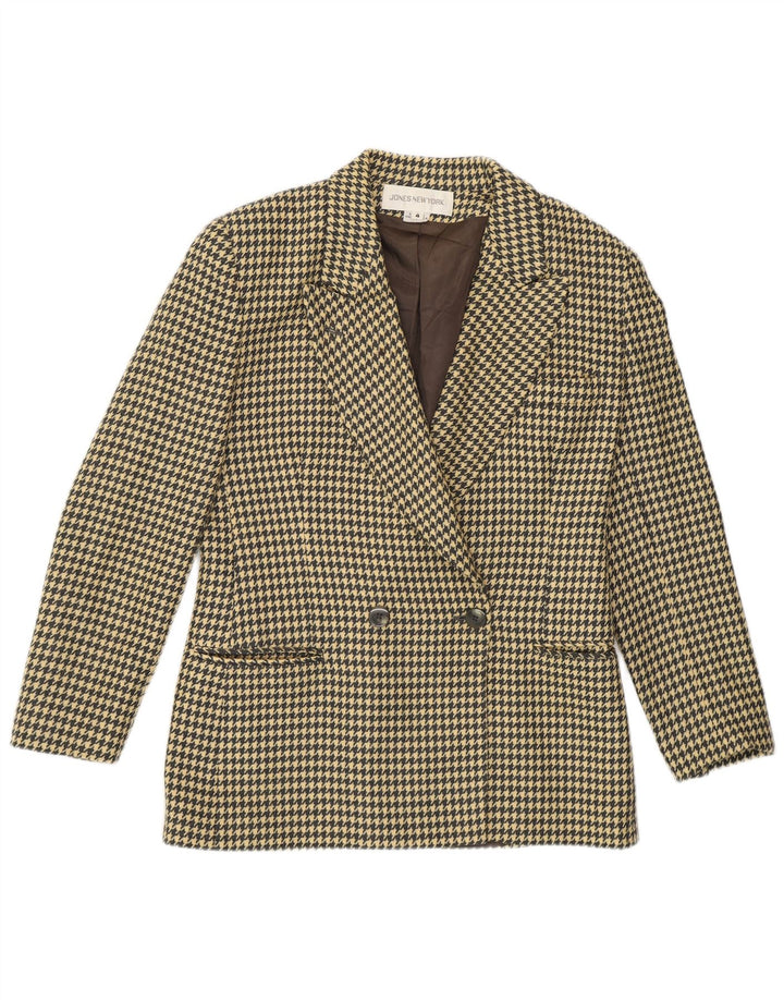 Jones New York Womens Blazer Jacket US 4 Small Beige Houndstooth