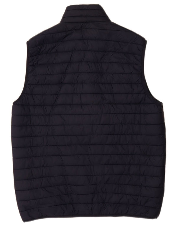 Zara Mens Padded Gilet UK 38 Medium Navy Blue Nylon