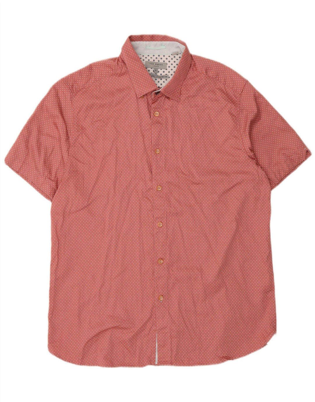 Ted Baker Mens Short Sleeve Shirt Size 5 XL Pink Spotted Cotton