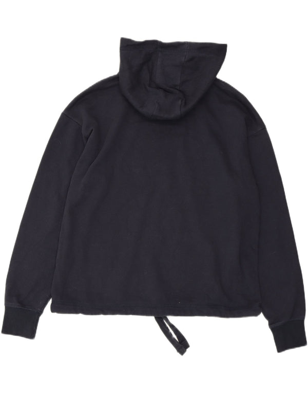 CHAMPION Womens Graphic Hoodie Jumper UK 16 Large Navy Blue Cotton