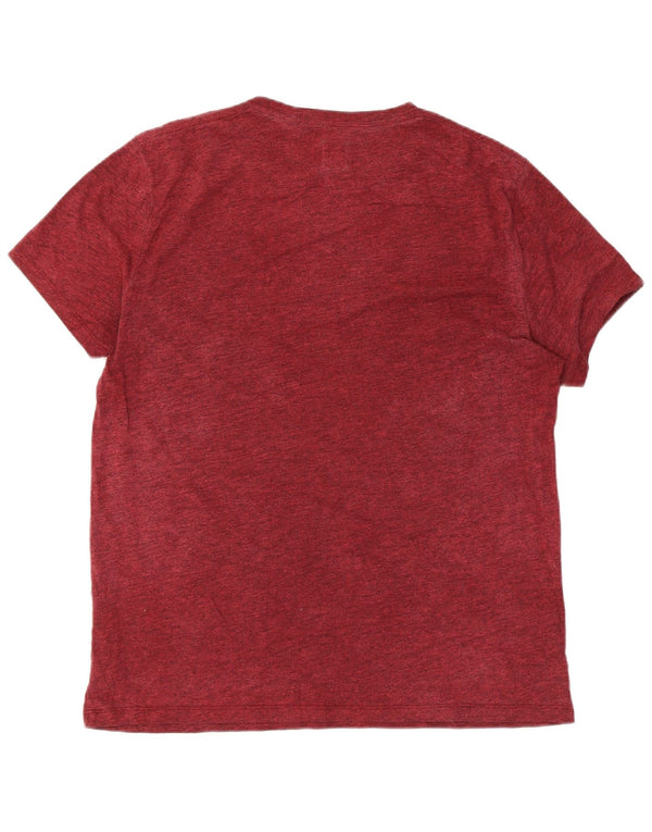 Jack & Jones Mens Graphic T-Shirt Top Large Burgundy Flecked Cotton