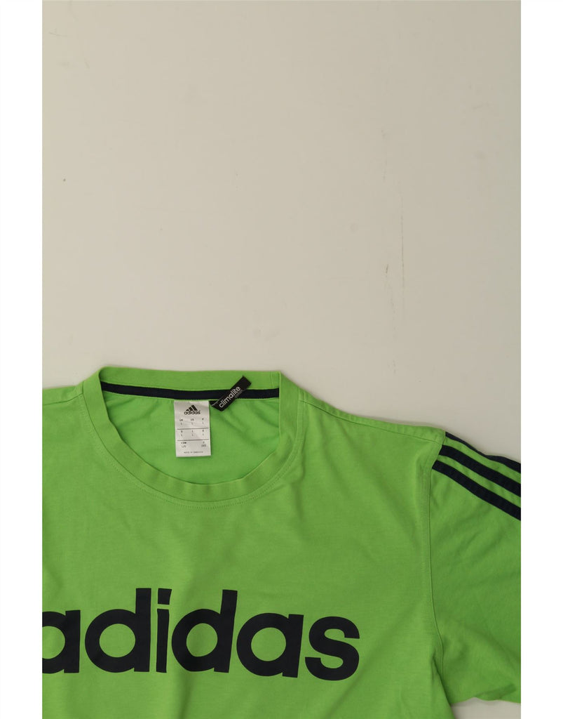 ADIDAS Mens Climalite Graphic T-Shirt Top Large Green Cotton Vintage Adidas and Second-Hand Adidas from Messina Hembry 