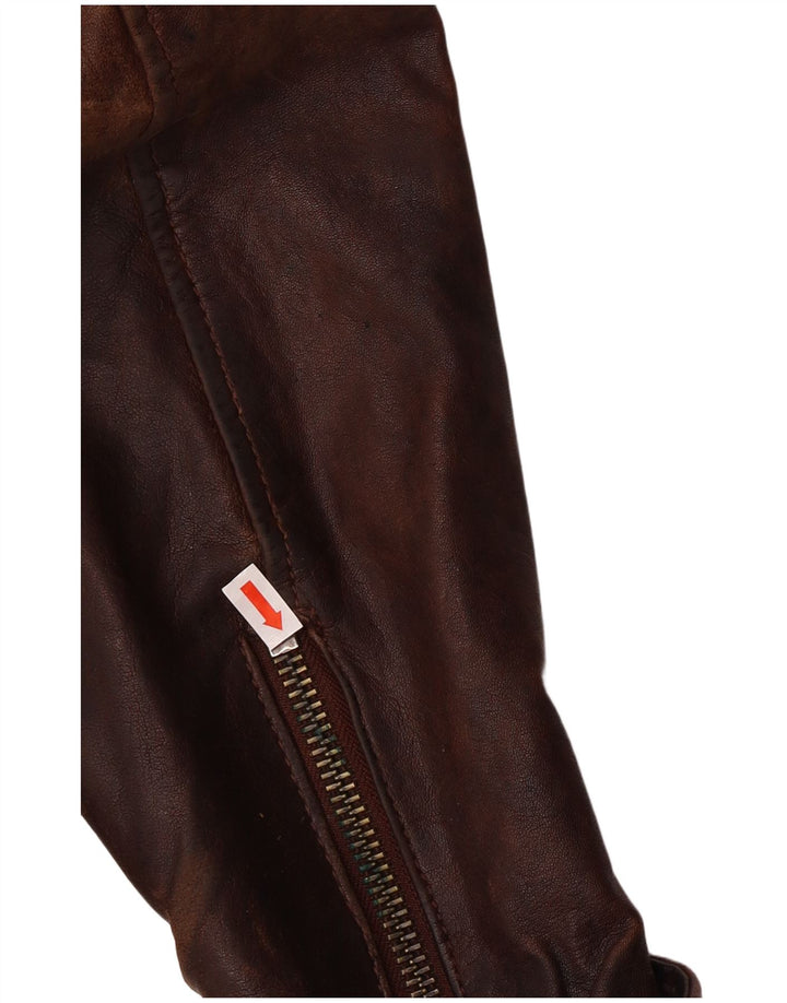 Be Edgy Mens Leather Jacket UK  38 Medium Brown Leather