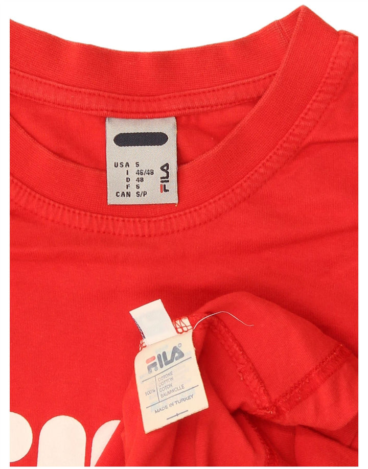 Fila Mens Graphic T-Shirt Top Small Red Cotton