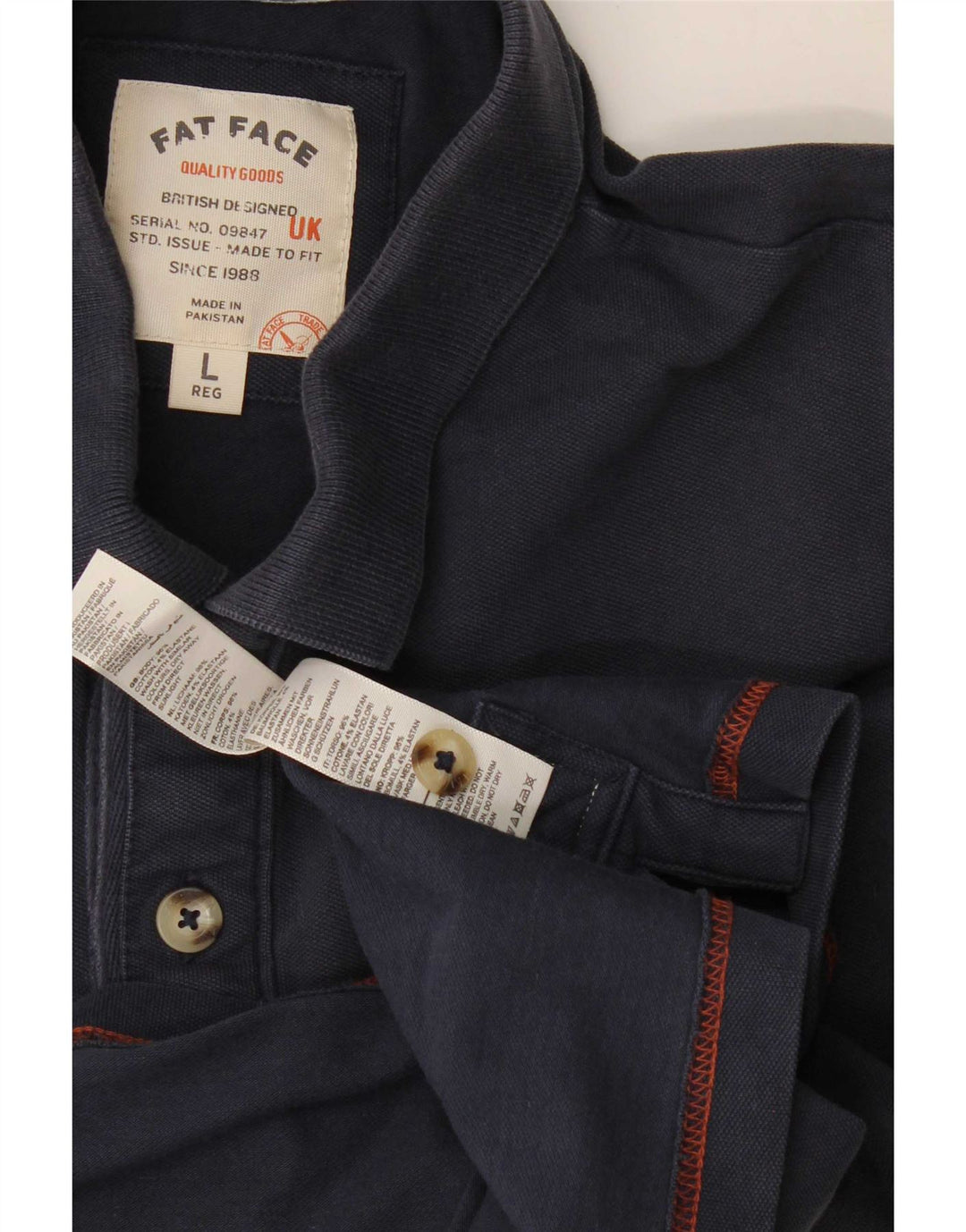 Fat Face Mens Polo Shirt Large Navy Blue Cotton