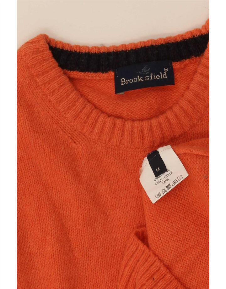 Brooksfield Mens Crew Neck Jumper Sweater Medium Orange Wool