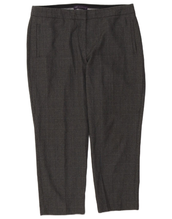 Marks & Spencer Womens Cropped Trousers UK 14 Large W34 L25 Grey Check