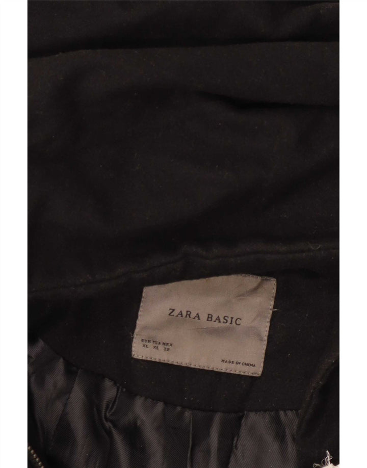 Zara Womens Hooded Windbreaker Coat UK 18 XL Black Polyester