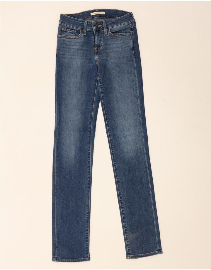Levi's Womens 714 Straight Jeans W25 L34 Blue Cotton