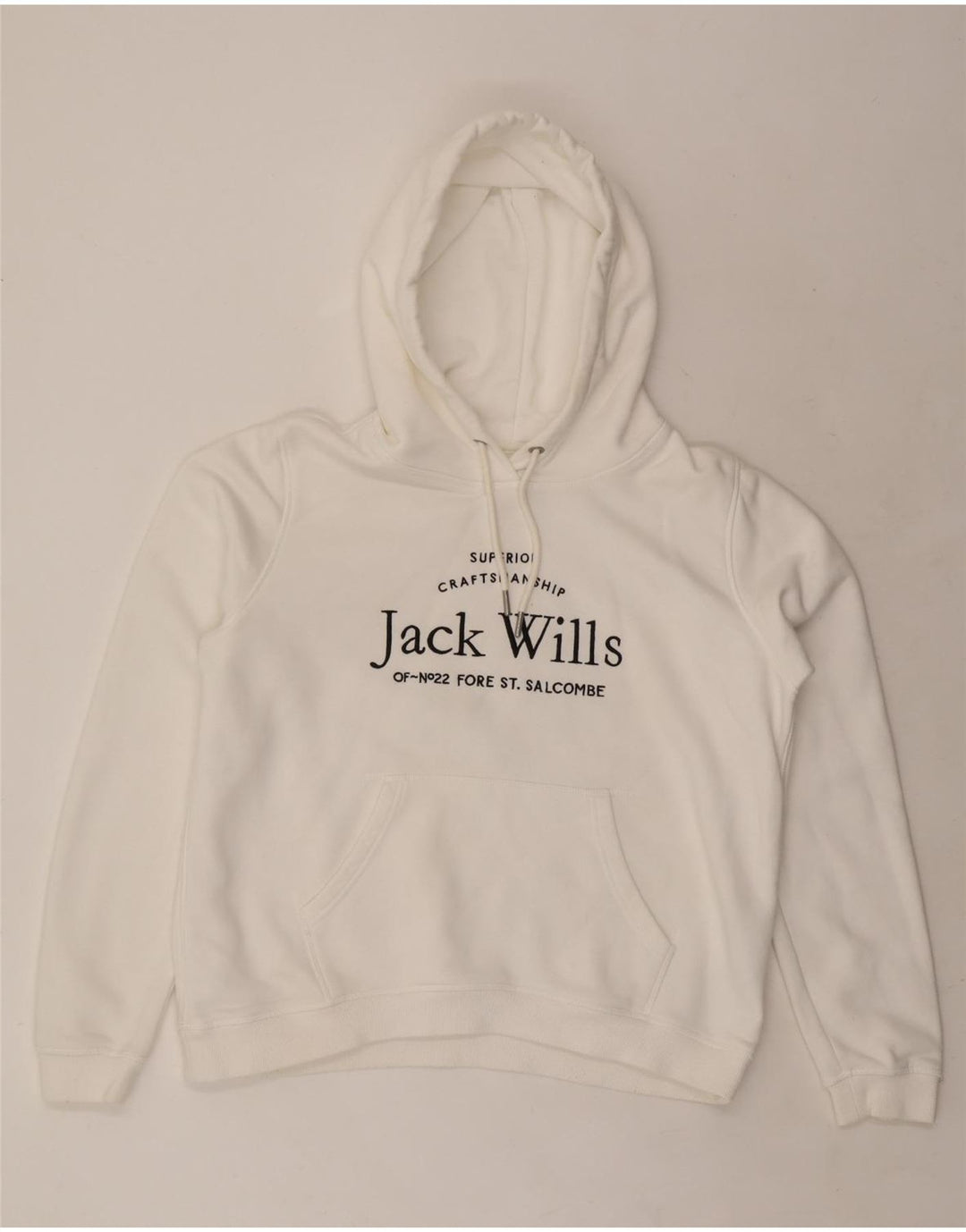 JACK WILLS Womens Oversized Graphic Hoodie Jumper UK 16 Large White Cotton
