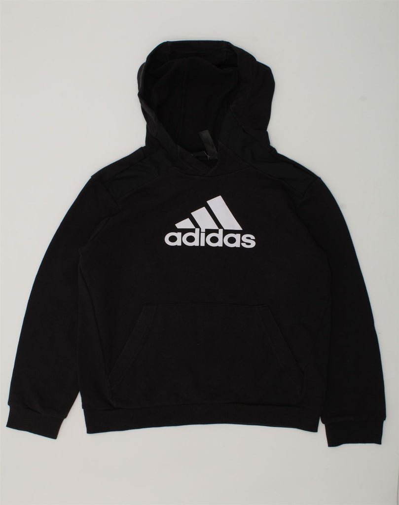 ADIDAS Boys Graphic Hoodie Jumper 11-12 Years Black Cotton | Vintage Adidas | Thrift | Second-Hand Adidas | Used Clothing | Messina Hembry 