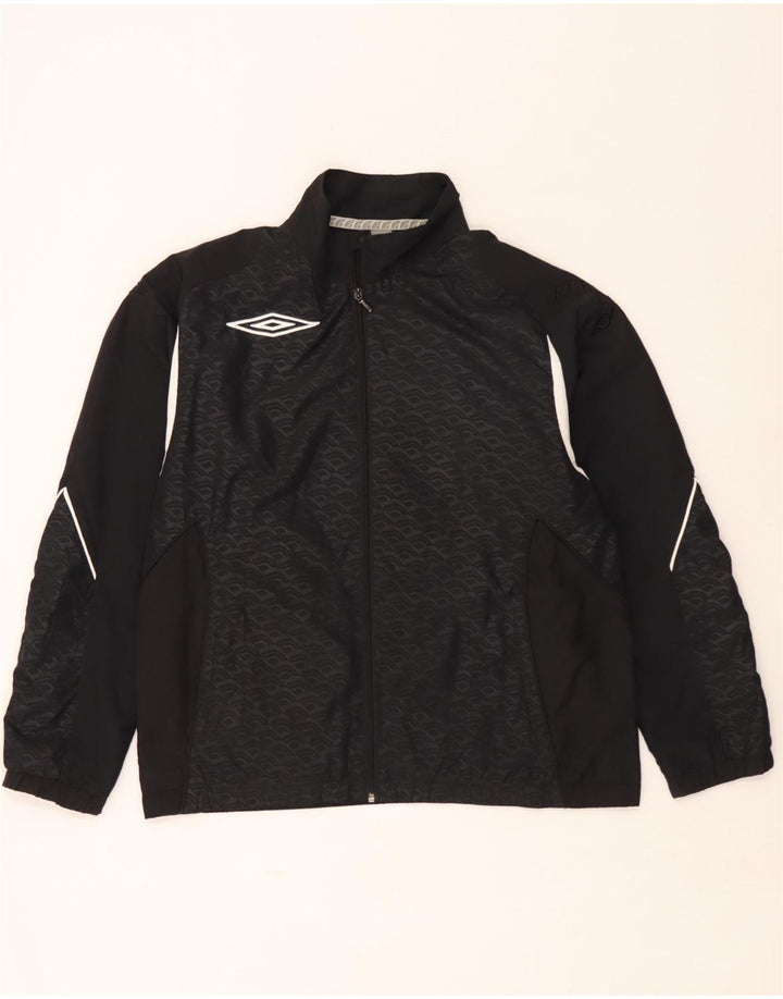 Umbro Mens Tracksuit Top Jacket Large Black Geometric Polyester