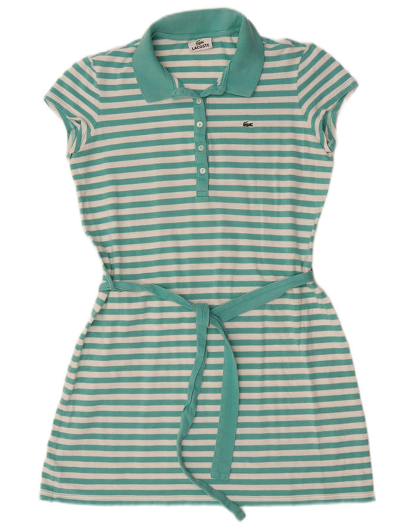 Lacoste Womens Polo Dress Size 44 Large Green Striped Cotton