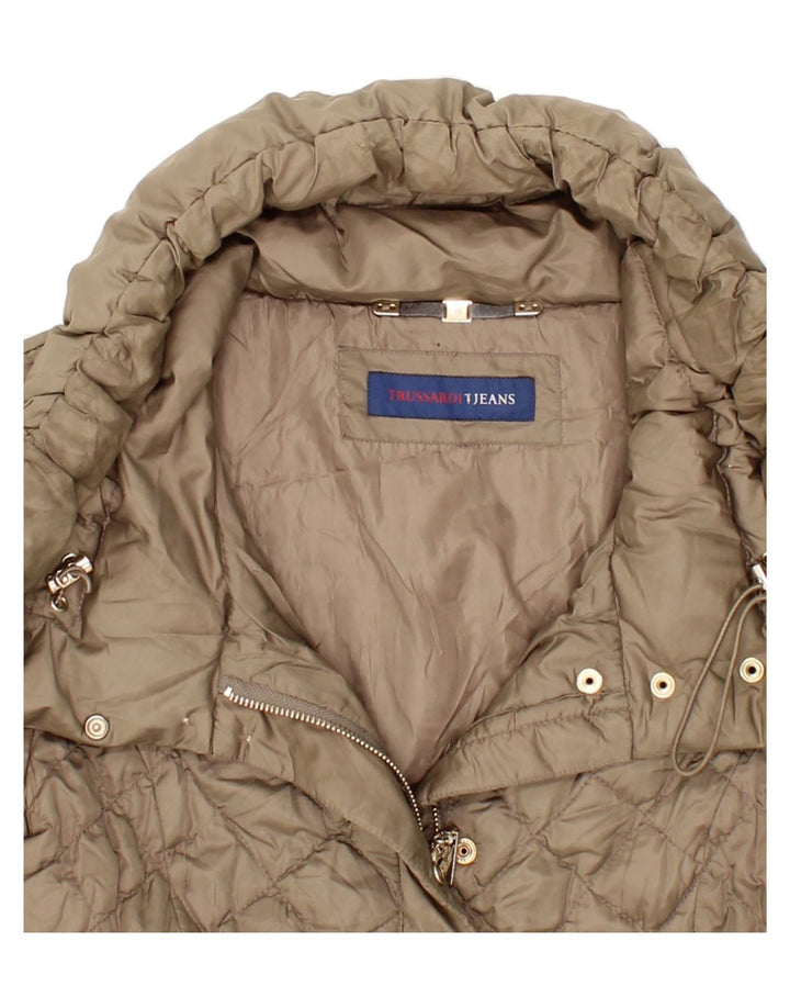 TRUSSARDI JEANS Womens Padded Jacket UK 8 Small Beige Vintage Trussardi Jeans and Second-Hand Trussardi Jeans from Messina Hembry 