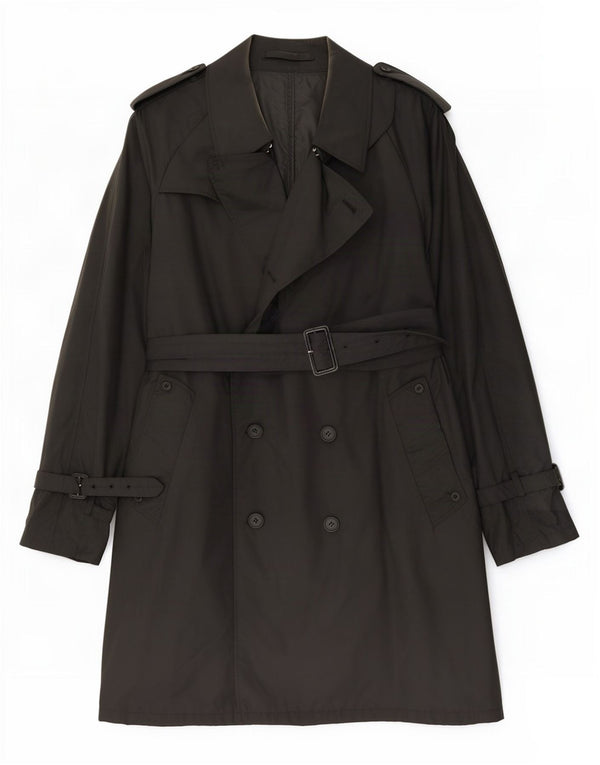 Aquascutum Mens Trench Coat UK 44 2XL Black Classic