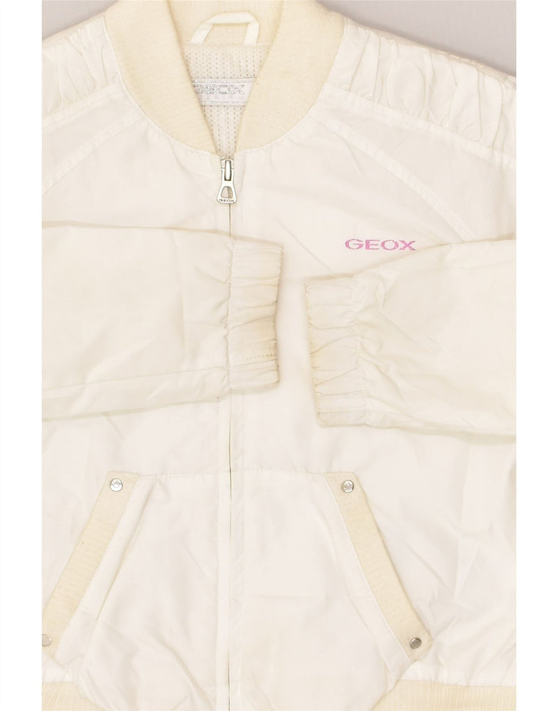 GEOX Girls Bomber Jacket 9-10 Years Off White Polyester | Vintage Geox | Thrift | Second-Hand Geox | Used Clothing | Messina Hembry 