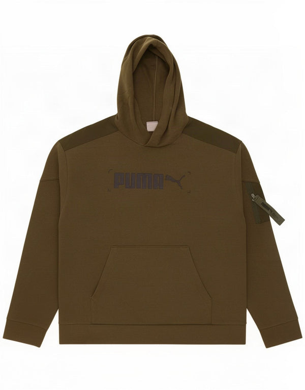 Puma Mens Graphic Hoodie Jumper Large Khaki Cotton