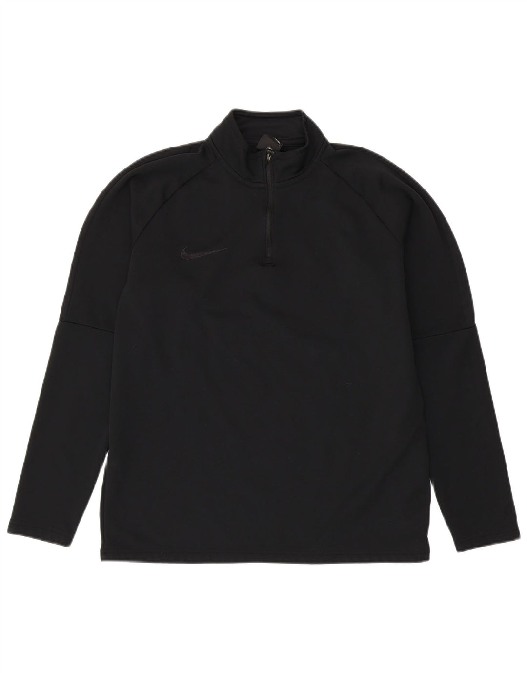NIKE Mens Dri Fit Zip Neck Pullover Tracksuit Top Medium Black Polyester