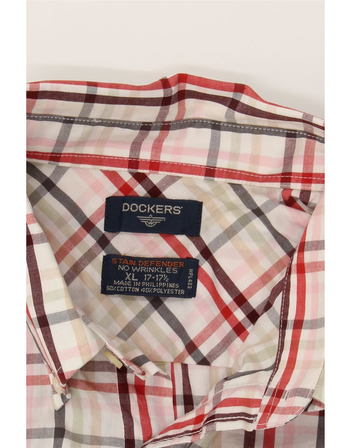 DOCKERS Mens Stain Defender Shirt Size 17 17 1/2 XL Multicoloured Check Vintage Dockers and Second-Hand Dockers from Messina Hembry 