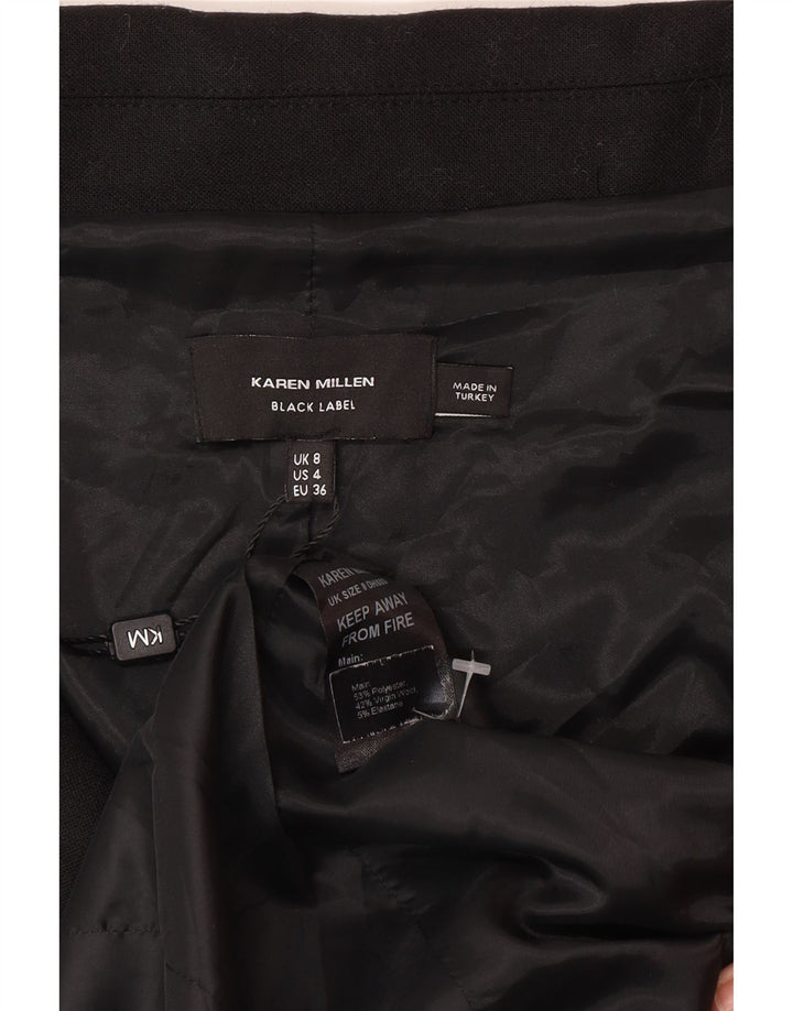 Karen Millen Womens Double Breasted Coat UK 8 Small Black Polyester