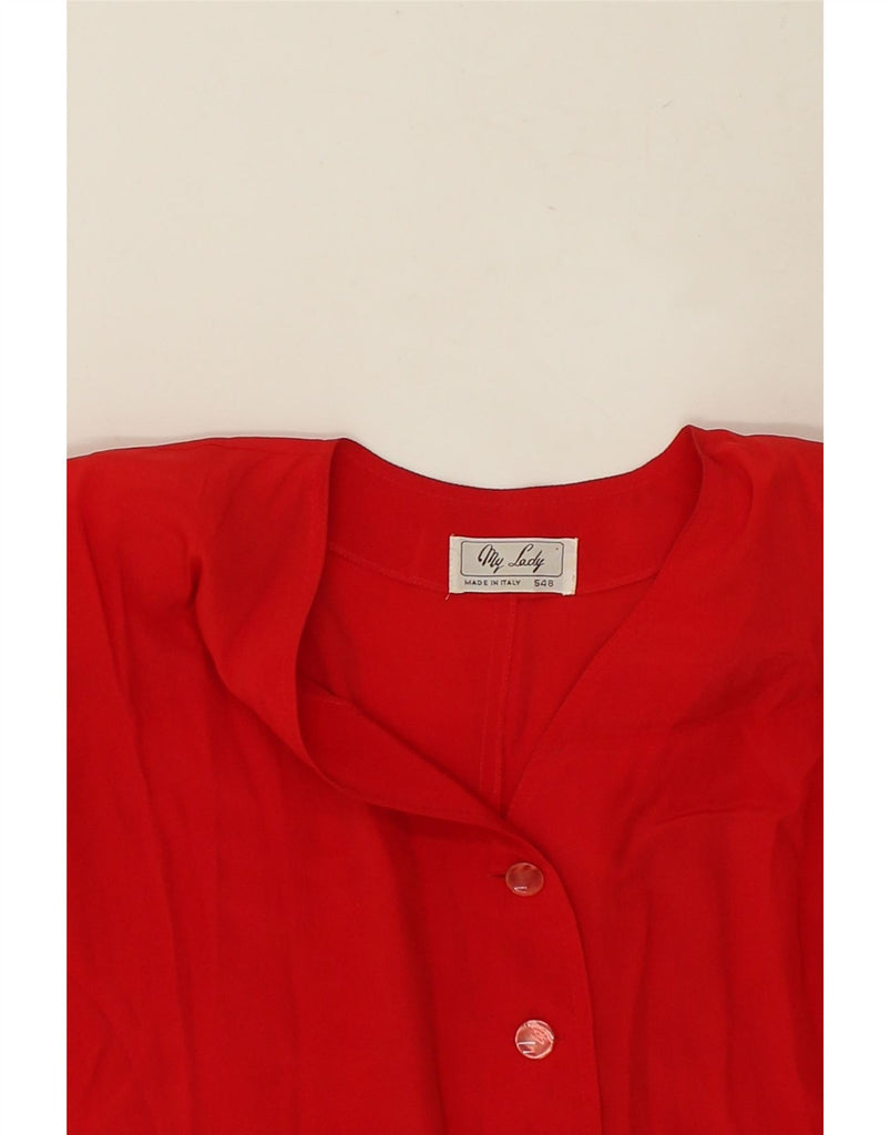 VINTAGE Womens Short Sleeve Shirt Blouse UK 16 Large Red Acetate | Vintage Vintage | Thrift | Second-Hand Vintage | Used Clothing | Messina Hembry 