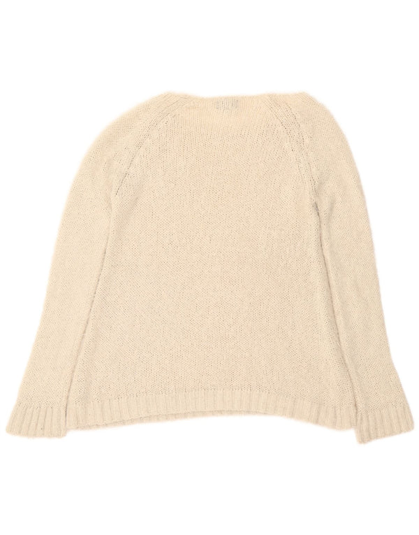 Topshop Womens Oversized Boat Neck Jumper Sweater UK 10 Small Off White