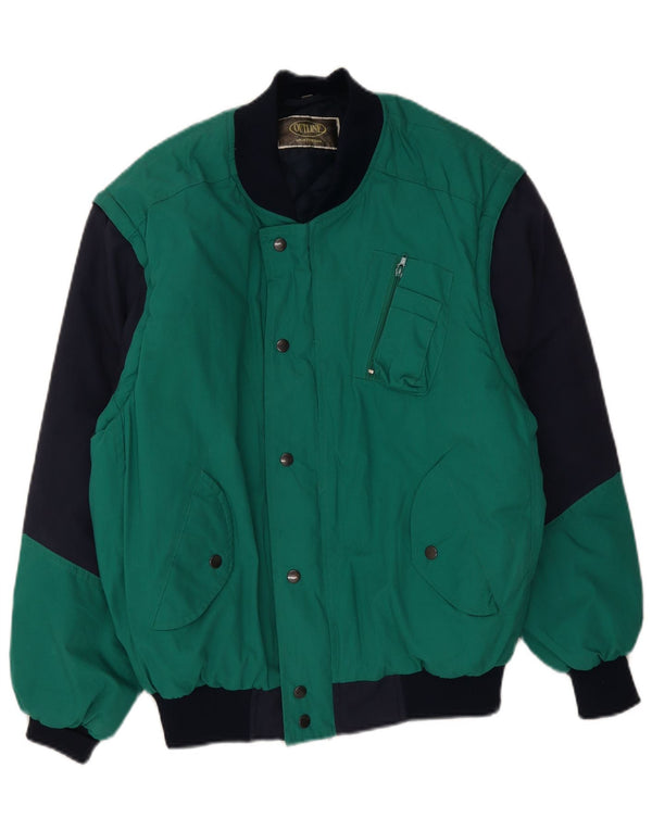Vintage Mens Padded Jacket UK 40 Large Green Colourblock Polyester